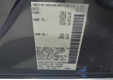 2023 Nissan Altima Sv from USA, damaged, VIN 1N4BL4DV1PN338989